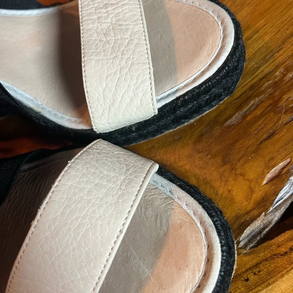 Anthropologie Delman Jamie Black & White Espadrille Wedges Size 8.5
